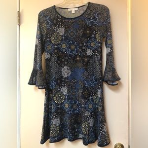 Michael Kors Navy Floral Fit and Flare Dress New With Tag Size M